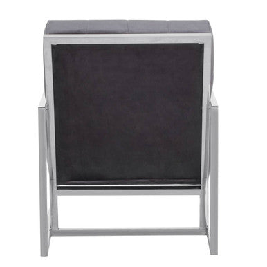 Grey Velvet Chair with Stainless Steel Frame | Hana