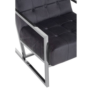 Grey Velvet Chair with Stainless Steel Frame | Hana