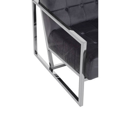 Grey Velvet Chair with Stainless Steel Frame | Hana