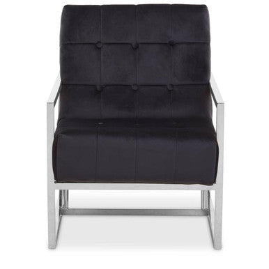 Black Velvet Chair with Stainless Steel Frame | Hana