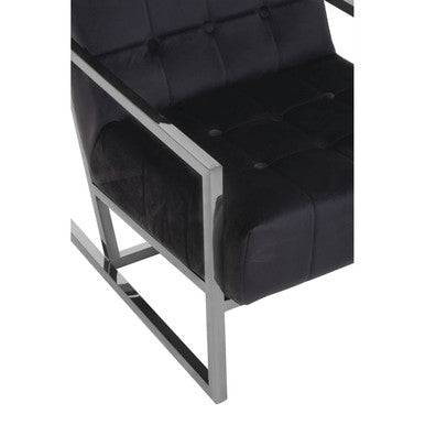 Black Velvet Chair with Stainless Steel Frame | Hana