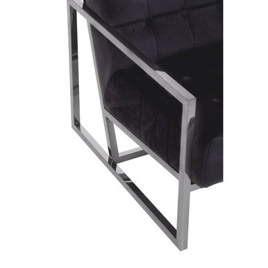 Black Velvet Chair with Stainless Steel Frame | Hana