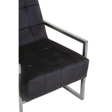 Black Velvet Chair with Stainless Steel Frame | Hana