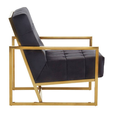Black Velvet Chair with Gold Frame | Hana