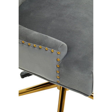 Grey Velvet and Gold Base Home Office Chair | Anita