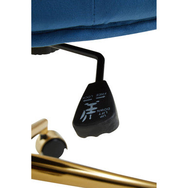 Blue Velvet and Gold Base Home Office Chair | Anita