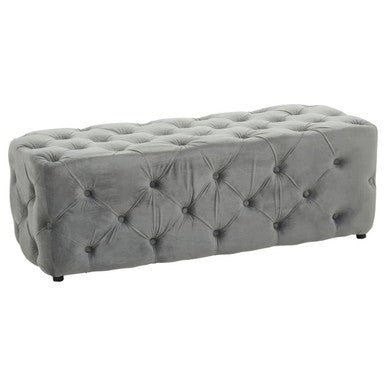 Grey Velvet Button Tufted Bench | Alea