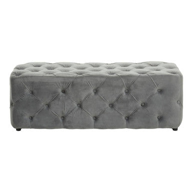 Grey Velvet Button Tufted Bench | Alea