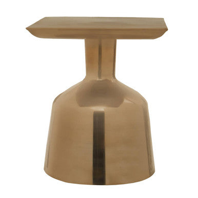 Antique Gold Finish Metal Side Table with Round Glass Top and Round Base | Pazo
