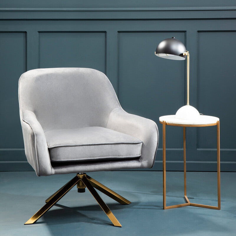 Grey Velvet Swivel Chair | Avery
