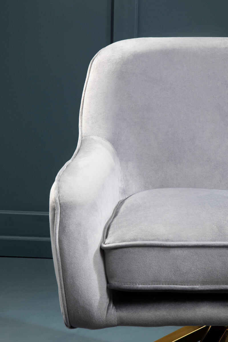 Grey Velvet Swivel Chair | Avery