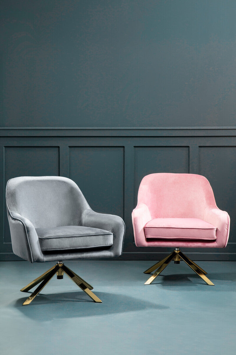 Grey Velvet Swivel Chair | Avery
