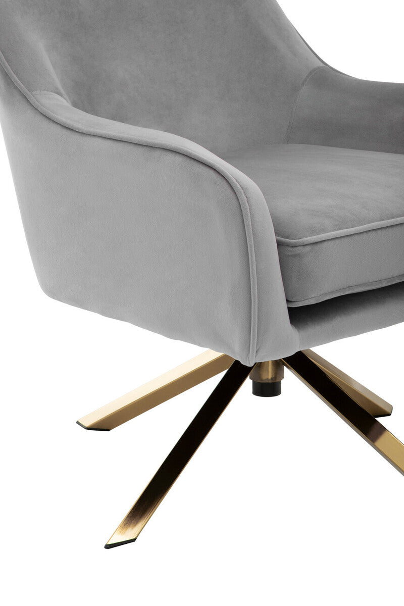 Grey Velvet Swivel Chair | Avery