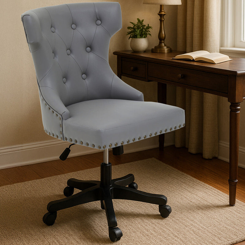 Grey Leather Effect Home Office Chair | Walson