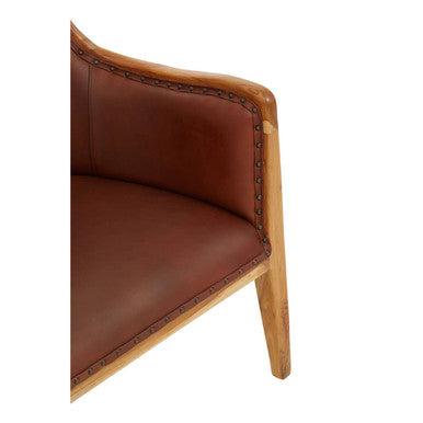 Brown Cow Leather and Teak Wood Frame Chair | Kendari