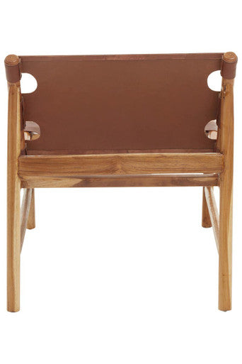 Antique Brown Leather Sling Chair | Kendari