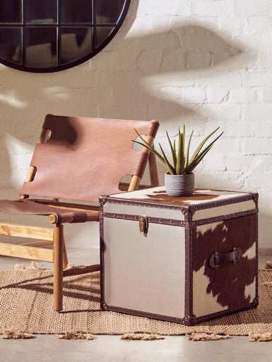 Antique Brown Leather Sling Chair | Kendari