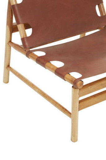 Antique Brown Leather Sling Chair | Kendari