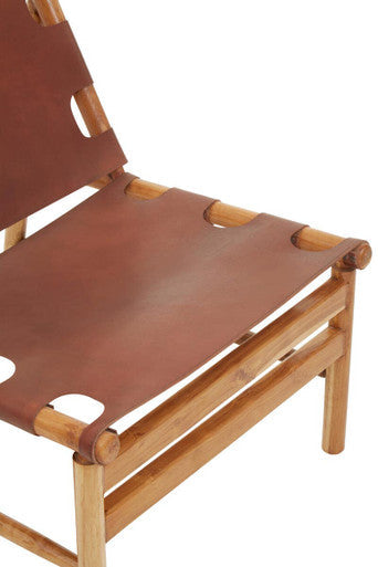 Antique Brown Leather Sling Chair | Kendari