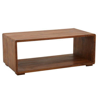 Solid Sheesham Wood Coffee Table with Open Centre and Lower Storage Shelf | Surati