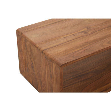 Solid Sheesham Wood Coffee Table with Open Centre and Lower Storage Shelf | Surati