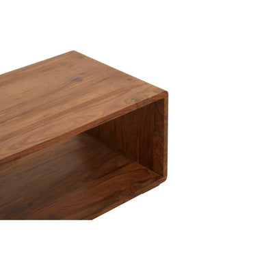 Solid Sheesham Wood Coffee Table with Open Centre and Lower Storage Shelf | Surati