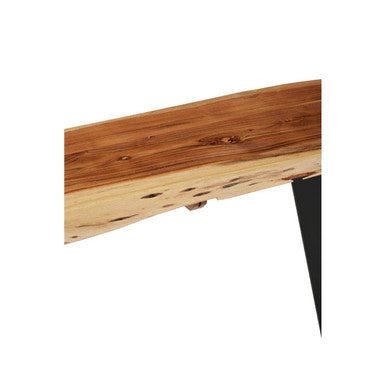 Natural Live Edge Acacia Wood Top Console Table with Black Iron Legs | Surax