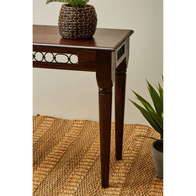 Dark Sheesham Wood Console Table with Iron Finishings | Srina