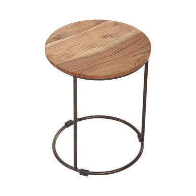 Nest of 3 Natural Mango Wood Side Tables with Brown Iron Legs | Boho