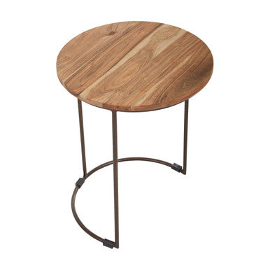 Nest of 3 Natural Mango Wood Side Tables with Brown Iron Legs | Boho