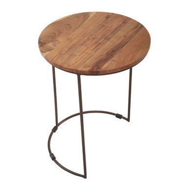 Nest of 3 Natural Mango Wood Side Tables with Brown Iron Legs | Boho