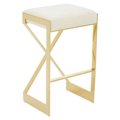 Ivory and Gold Finish Bar Stool | Azalea
