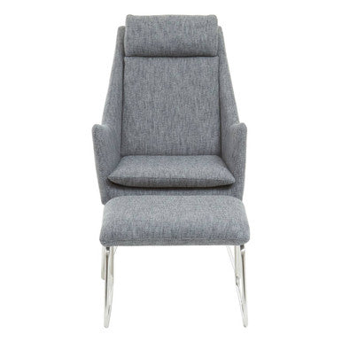 Grey Fabric Lounge Chair and Footstool Set | Azalea