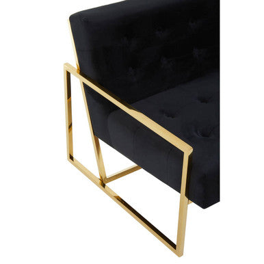 2 Seater Black Velvet Sofa | Azalea