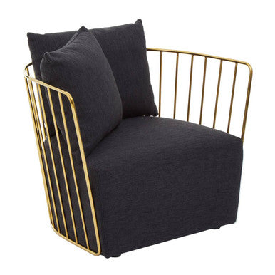 Black Fabric and Metal Chair | Azalea