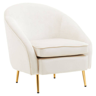 Beige Velvet Armchair | Yasmeen