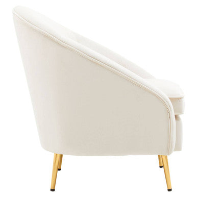 Beige Velvet Armchair | Yasmeen