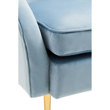 Aqua Blue Velvet Armchair | Yasmeen