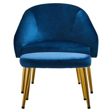 Midnight Blue Chair and Footstool | Yasmeen
