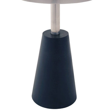 White Round Marble Top Side Table with Slim Column and Black Conical Base | Templar