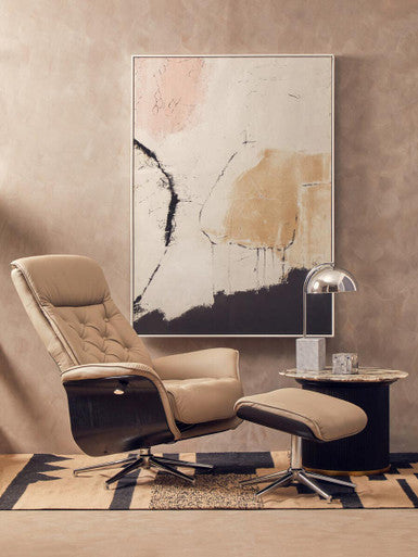 Mink Leather Effect Recliner and Footstool | Warrington