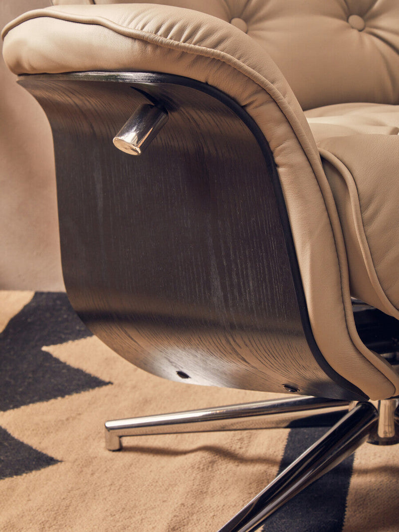 Mink Leather Effect Recliner and Footstool | Warrington