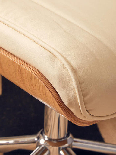 Ivory Leather Effect Recliner and Footstool | Warrington