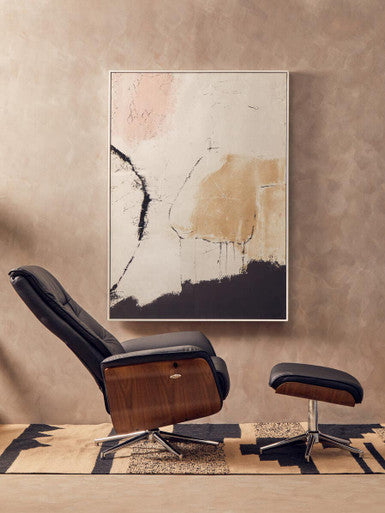Black Leather Effect Recliner and Footstool | Warrington