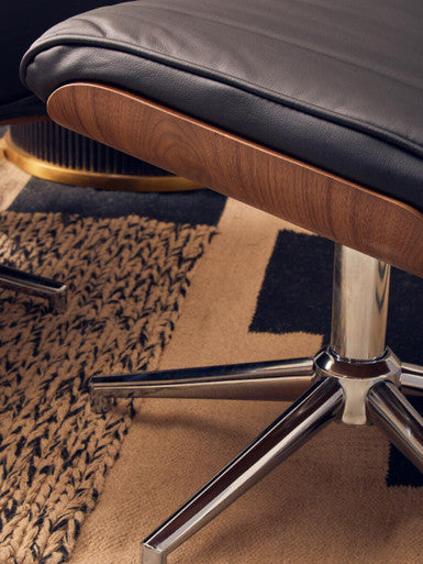 Black Leather Effect Recliner and Footstool | Warrington