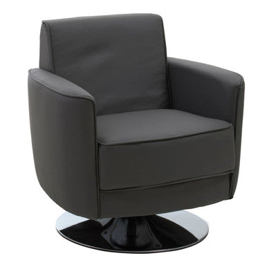Grey Leather Effect Swivel Chair | Wester