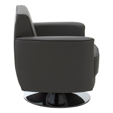 Grey Leather Effect Swivel Chair | Wester