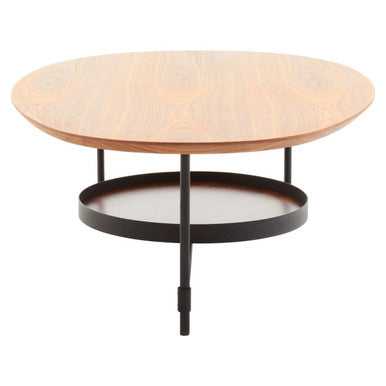 Black Metal Frame Coffee Table with Natural Oblong Top | Doha