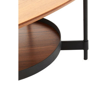 Black Metal Frame Coffee Table with Natural Oblong Top | Doha