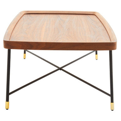 Natural Wooden Top Coffee Table with Black Cross Metal Legs | Doha